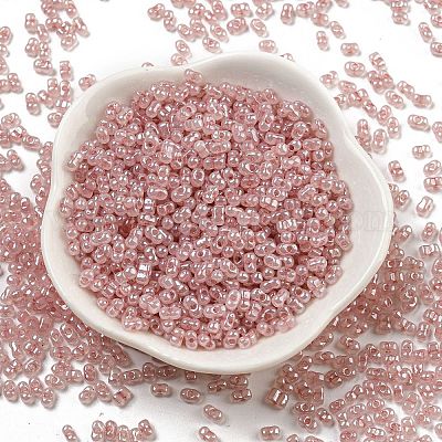 セイロンガラスシードビーズ  ピーナッツ  ミスティローズ  4~4.5x2~2.5x2~2.5mm  穴：0.8~0.9mm  約10000個/ポンド&nbsp;SEED-K009-02B-32-1