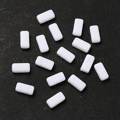 不透明なアクリルビーズ  長方形  ホワイト  8x4x3mm  穴：1mm&nbsp;OACR-M018-02C-1