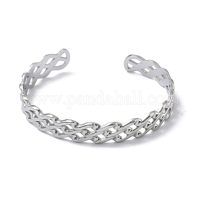 304 Stainless Steel Cuff Bangles for Women&nbsp;BJEW-A160-04P-1