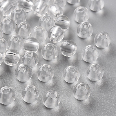 透明なアクリルビーズ  ラウンド  透明  6x5mm  穴：1.8mm  約4400個/500g&nbsp;MACR-S370-A6mm-205-1