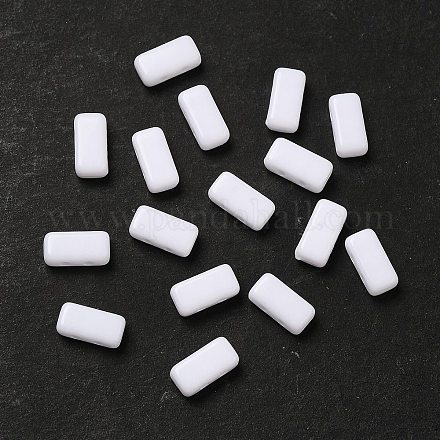 不透明なアクリルビーズ  長方形  ホワイト  8x4x3mm  穴：1mm&nbsp;OACR-M018-02C-1