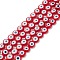 Handmade Evil Eye Lampwork Flat Round Bead Strands, Red, 10x4mm, Hole: 1mm, about 38pcs/strand, 14 inch