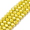 Electroplate Glass Beads Strands, Opaque Solid Color, AB Color Plated, Faceted, Rondelle, Yellow, 8x6mm, Hole: 1mm, about 60~62pcs/strand, 39~40cm