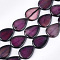 Natural Crackle Agate Beads Strands, Dyed, Teardrop, Dark Orchid, 40~41x29~31x5.5~7mm, Hole: 2mm, about 10pcs/strand, 15.5 inch