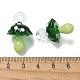 手作りランプワークペンダント  バンピー  キノコ  濃い緑  24.5~29.5x15~18.5mm  穴：2~5mm&nbsp;LAMP-M021-01J-3