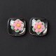 クリア樹脂カボション  正方形  ピンク  花柄  19x19x8mm&nbsp;RESI-G034-A06-3