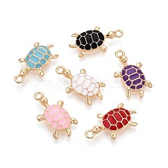 合金エナメルチャーム  タートルチャーム  ゴールドカラー  ミックスカラー  24x13x4mm  穴：1.8mm