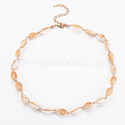 Natural Shell Beaded Necklace and Bracelet&nbsp;SJEW-T002-01