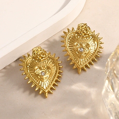 Valentine's Day 304 Stainless Steel Rhinestone Stud Earrings for Women&nbsp;LS-EJEW-L315-02G