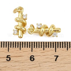 Brass Micro Pave Clear Cubic Zirconia Pendants&nbsp;KK-D218-15G
