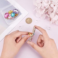 2個の取り外し可能なガラスラインストーンの靴の装飾  合金バックルクリップ付き  カラフル  38.5x64.5x11mm&nbsp;AJEW-FG0002-04