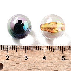 UVメッキ透明アクリルビーズ  虹色の  二層ビーズ  ラウンド  ミックスカラー  13.5mm  穴：2.3mm&nbsp;MACR-K356-01B