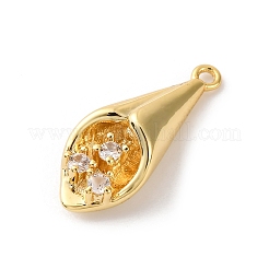 Brass Pave Clear Cubic Zirconia Pendants&nbsp;KK-V016-07G