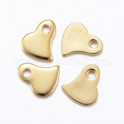 ステンレススチールチャーム201個  空白タグのスタンプ  ハート  ゴールドカラー  6.5x5.5x1mm  穴：1mm&nbsp;X-STAS-H557-35G