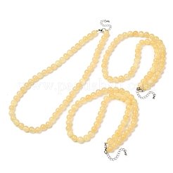 8MM Grade A Natural Golden Silk Jade Round Beaded Necklaces&nbsp;GG-CBAA808-03P-B