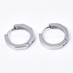 変色しにくい304ステンレススチール製フープピアス  リング  ステンレス鋼色  16x17x3mm  ピン：1mm&nbsp;EJEW-N016-003