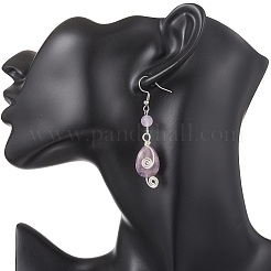 Natural Amethyst Teardrop Dangle Earrings&nbsp;EJEW-JE06719