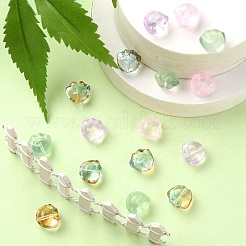 35個の透明スプレー塗装ガラスビーズ  猫の足のプリント  ミックスカラー  11x12x8.5mm  穴：1.2mm&nbsp;GLAA-YW0001-72