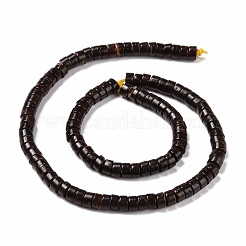 ココナッツビーズ連売り  ヒシビーズ  フラットラウンド  ココナッツブラウン  5x3mm  穴：1mm  約111個/連  12.99''（33センチメートル）&nbsp;COCB-D0002-11