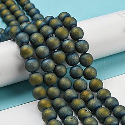 Electroplated Natural Agate Round Bead Strands&nbsp;X-G-M171-8mm-07