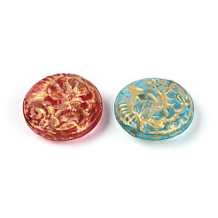 Baking Paint and Golden Metal Enlaced Glass Beads&nbsp;DGLA-T004-23M