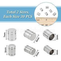 304ステンレススチールコードエンドキャップ  コラム  ステンレス鋼色  6~7x5~6mm  穴：4~5mm  60個/箱&nbsp;STAS-UN0010-58P