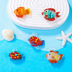 5Pcs 5 Colors Handmade Lampwork Pendants&nbsp;LAMP-TA0002-67A