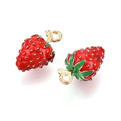 合金エナメルチャーム  ストロベリーチャーム  ゴールドカラー  レッド  18.5~19x10.5~11x10mm  穴：1.8mm&nbsp;PALLOY-T092-15