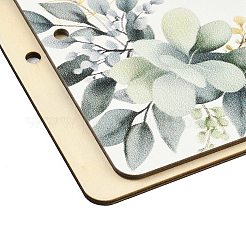 印刷された木製の2リングルーズリーフバインダーポストカードフォトアルバムカバー  葉  240x160x3.5mm  穴：5.5mm  2個/セット&nbsp;DIY-XCP0003-83G