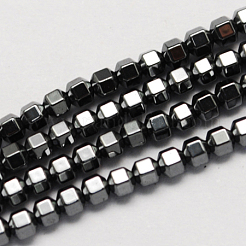 非磁性合成ヘマタイトビーズ連売り  グレードA  六角柱  ブラック  3x3mm  穴：1mm&nbsp;G-Q895-18