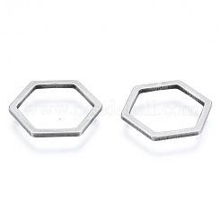 変色しない201ステンレススチール製リンクリング  六角  ステンレス鋼色  12x14x1mm  内径：10x11.5mm&nbsp;STAS-N090-T03-1
