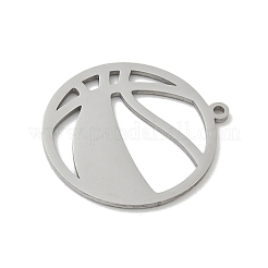 304ステンレスペンダント  中空  バスケットボールの魅力  変色防止  ステンレス鋼色  27x24x1mm  穴：1.4mm&nbsp;LS-STAS-F326-05P