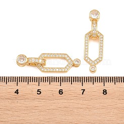真鍮製マイクロペーブクリアキュービックジルコニアの留め金  六角  ゴールドカラー  30mm&nbsp;KK-U059-69G
