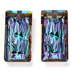 エンボスガラスラインストーンペンダント  長方形  多面カット  火山  20x10x5mm  穴：1.6mm&nbsp;GLAA-J101-07B-001VO
