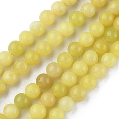 天然石レモンジェイド翡翠ビーズ連売り  ラウンド  6mm  穴：0.8mm  約59~63個/連  14.96~15.12インチ（38~38.4cm）&nbsp;G-G0003-C02-C