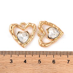 合金クリスタルラインストーンペンダント  ハートチャーム  透明  18.5x19x5mm  穴：2mm&nbsp;ALRI-M021-04D