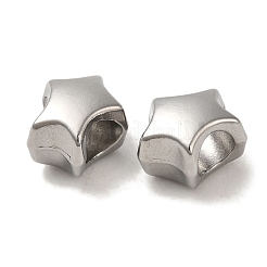 変色しない304ステンレススチールヨーロピアンビーズ  大穴ビーズ  スター  ステンレス鋼色  10.5x9.5x7.5mm  穴：4.5mm&nbsp;STAS-K285-19P