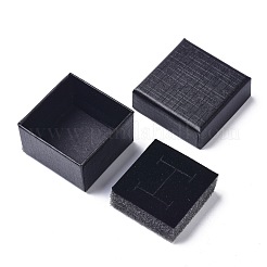 紙のアクセサリー箱  黒いスポンジを使って  イヤリングとリング用  正方形  ブラック  5.1x5.1x3.15cm&nbsp;CON-C007-03A-02