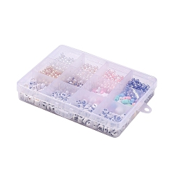 600個のガラス/プラスチックラウンド＆双円錐ビーズ  200個の星と花とフラットラウンドいアクリルビーズ  弾性水晶の線  DIYピンクのテーマジュエリー作成キット用  ミックスカラー  ビーズ：800個/セット&nbsp;DIY-FS0001-46