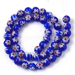 Handmade Millefiori Lampwork Beads Strands&nbsp;LAMP-R143-01B