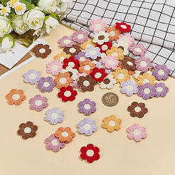 54個 9色ポリエステル刺繍糸アイロン接着/縫い付けパッチ  布のアップリケ  花  ミックスカラー  28x32x2mm  6個/カラー&nbsp;PATC-MA0001-40