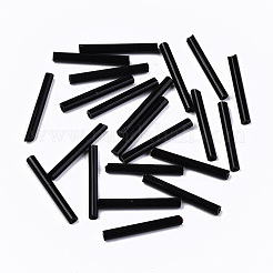 ガラス竹ビーズ  丸い穴  不透明色  ブラック  20x2.5mm  穴：1mm  約2250個/袋&nbsp;SEED-S043-01C-01