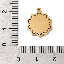 304ステンレスペンダント  花のチャーム  ラインストーン付き  イオンプレーティング（ip）  18KGP本金メッキ  17x14x2mm  穴：1.5mm&nbsp;STAS-K297-08G
