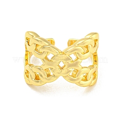 Rack Plating Brass Criss Cross Open Cuff Rings&nbsp;RJEW-Q784-13G