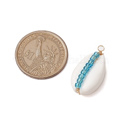 6Pcs 6 Styles Natural Cowrie Shell & Glass Seed Beads Pendants&nbsp;PALLOY-JF02759-01