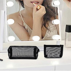 2Pcs 2 Styles Nylon Gauze Cosmetic Pouches with Zipper&nbsp;ABAG-LP0001--29B