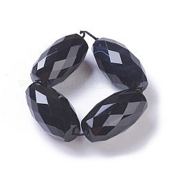 染色・加熱された天然黒瑪瑙ビーズ連売り  多面カット  オーバル  45~47x25~27mm  穴：2mm  約4個/連  7.08インチ（18cm）&nbsp;G-F620-04B