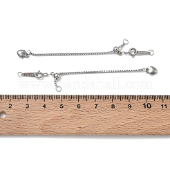304ステンレス鋼製ベネチアンチェーンエクステンダー  留め金とハート型のチャーム付き  ステンレス鋼色  67mm&nbsp;SA-CBABC0F-05P