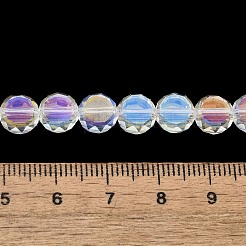 電気メッキガラスビーズセット  フラットラウンド  ABカラーメッキ  多面カット  クリアAB  8x5mm  穴：1.2mm  約54個/連  15.51インチ（39.4cm）&nbsp;EGLA-L045-G-AB01