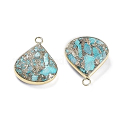 ナチュラルインペリアルジャスパーペンダント  ライトゴールドトーンのアイアンエッジ付き  ティアドロップ  24.5x21x6.5mm  穴：2.5mm&nbsp;G-C034-14G